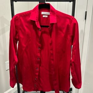 Boys red sateen feel dress shirt size 14 slim fit
